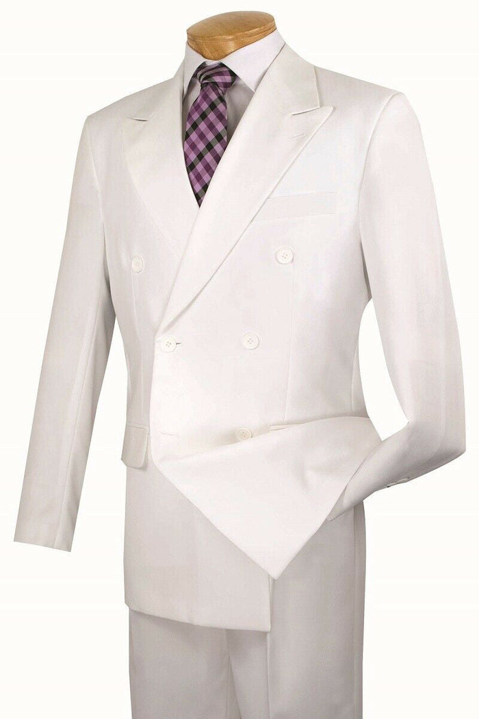 Mens Classic Wool Feel Double Breasted Suit in Burgundy by Vinci