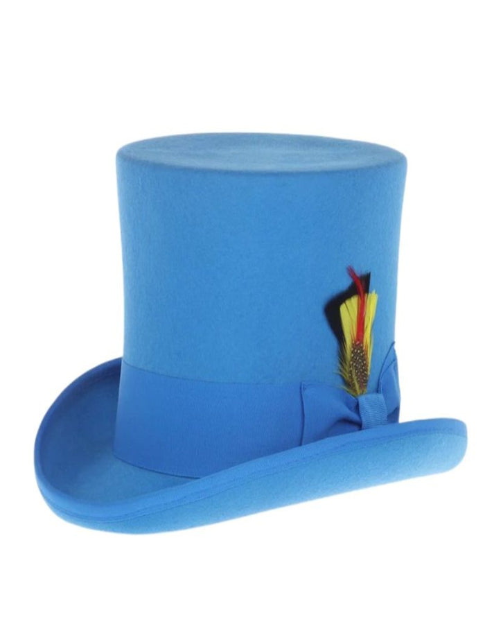 Victorian Steampunk Top Hat - 1800 19th Century - Dressy Loden Felt Top Blue and Black Hat by USA Men's Outlet
