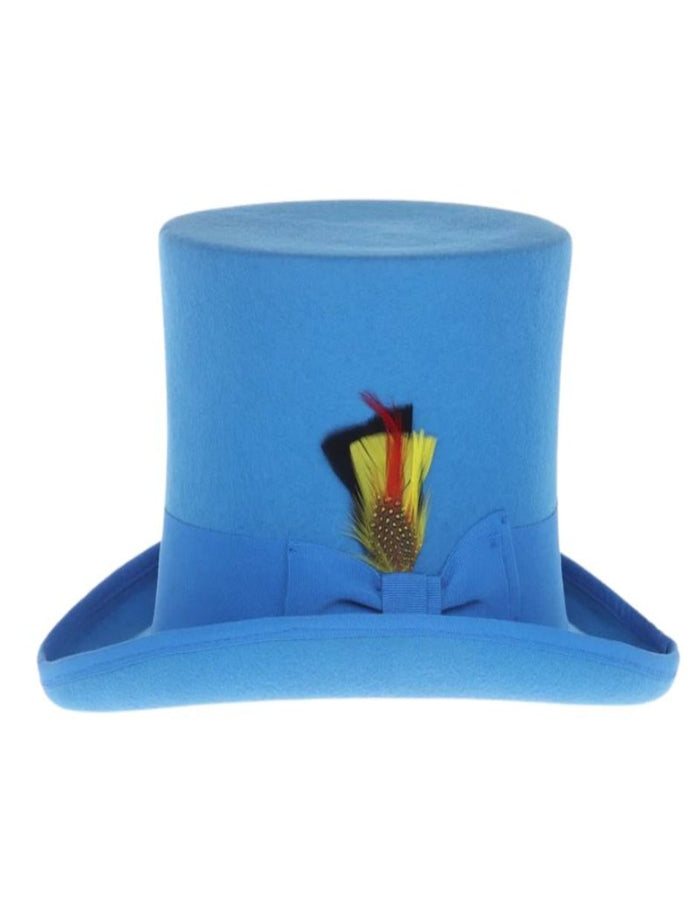 Victorian Steampunk Top Hat - 1800 19th Century - Dressy Loden Felt Top Blue and Black Hat by USA Men's Outlet
