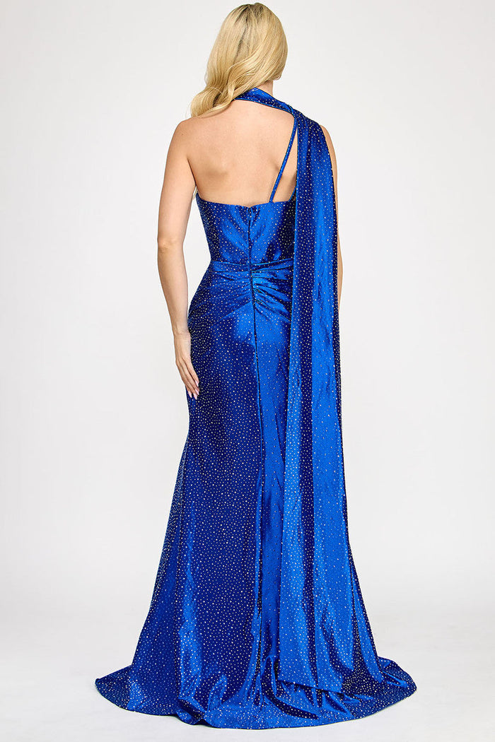 Lenovia 8393 Beaded Asymmetrical One Shoulder Stretch Evening Dress