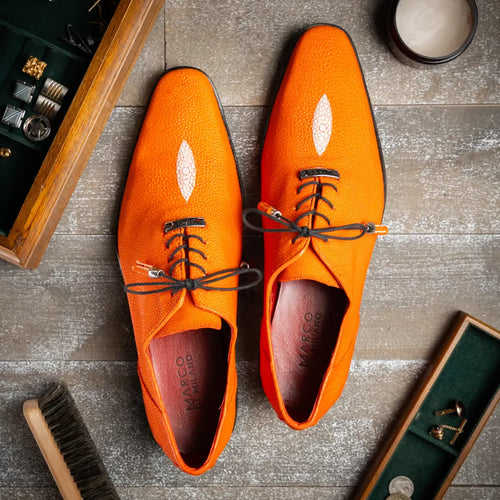 Marco Di Milano Rimini Orange Genuine Stingray Exotic Lace-Up Dress Shoes - view 9