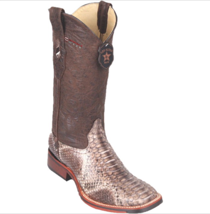 Men’s Los Altos Python Boots Wide Square Toe (Rubber Sole)