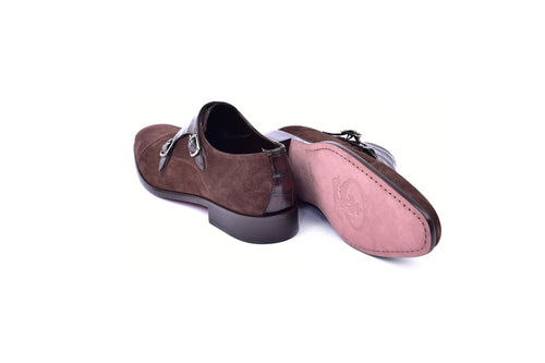 C00016-6433 Cap toe Monk strap-Brown Suede