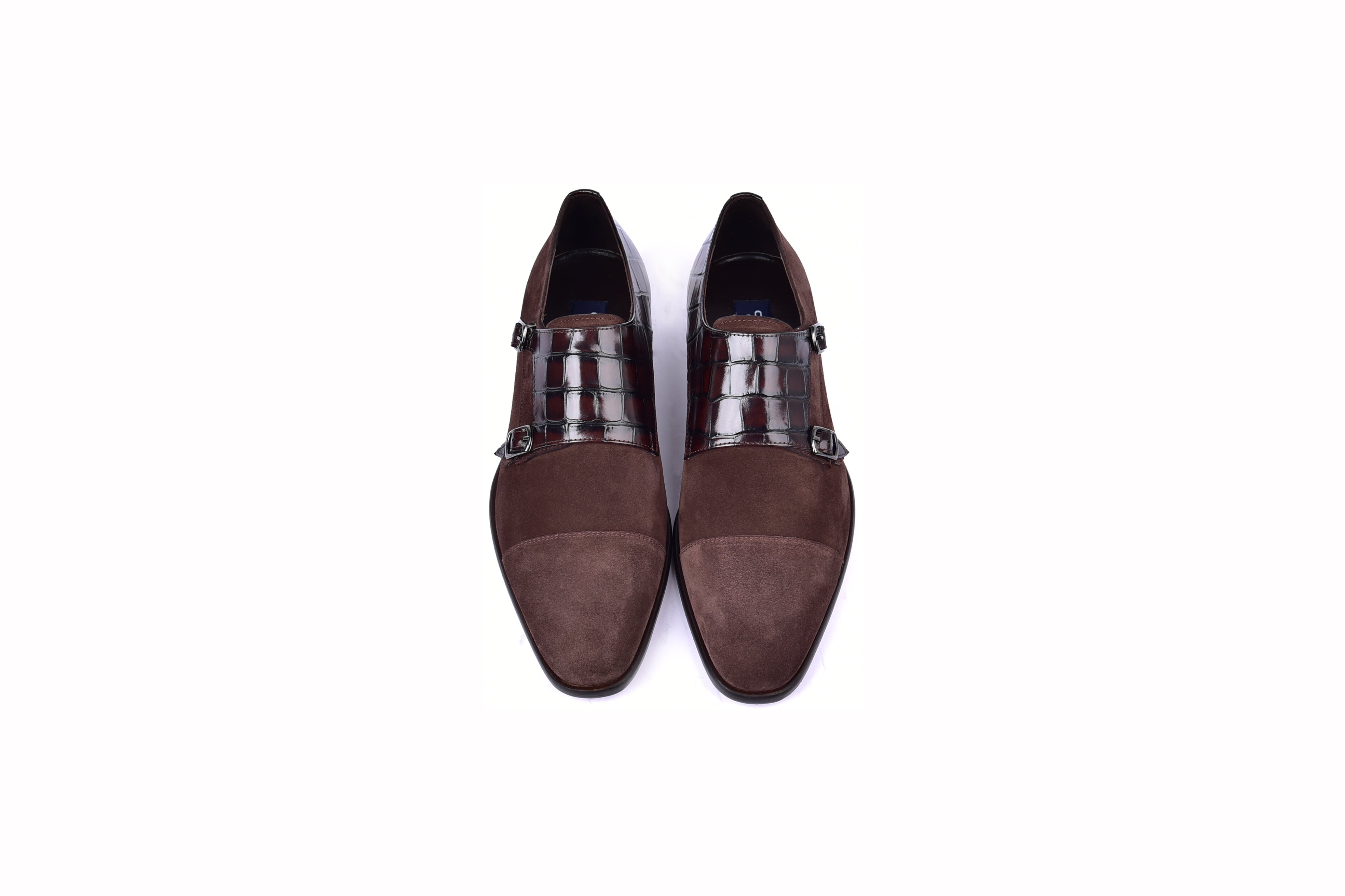 C00016-6433 Cap toe Monk strap-Brown Suede