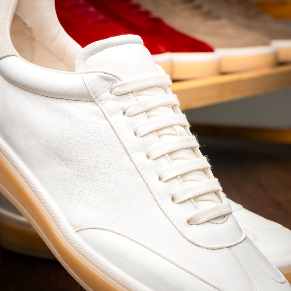 Zelli Gotti Minimalist Sneaker in Supple White Nappa Leather
