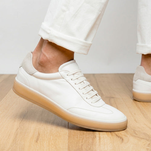 Zelli Gotti Minimalist Sneaker in Supple White Nappa Leather