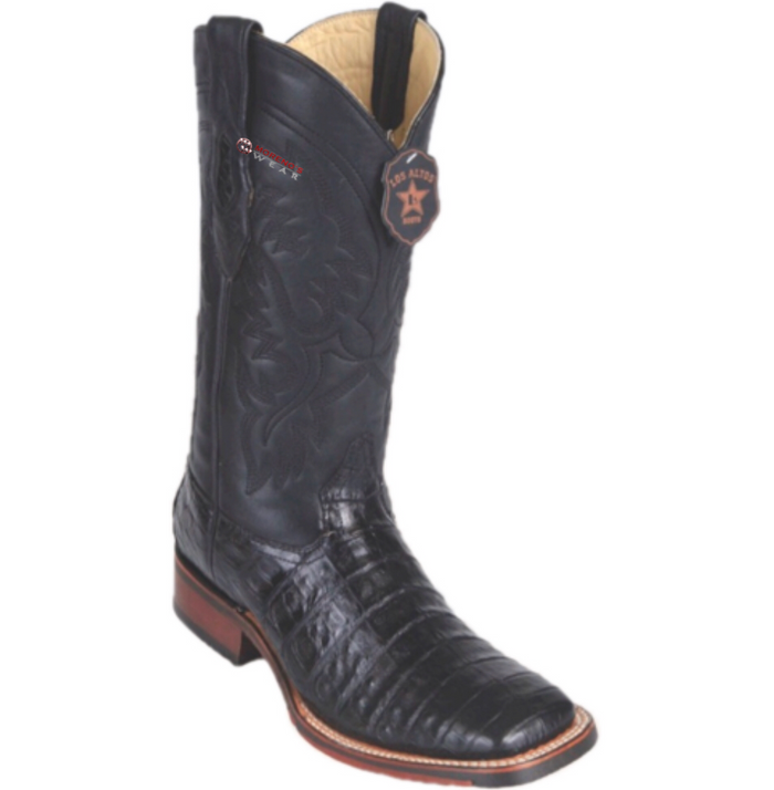 Men’s Los Altos Caiman Belly Boots Wide Square Toe (Rubber Sole)