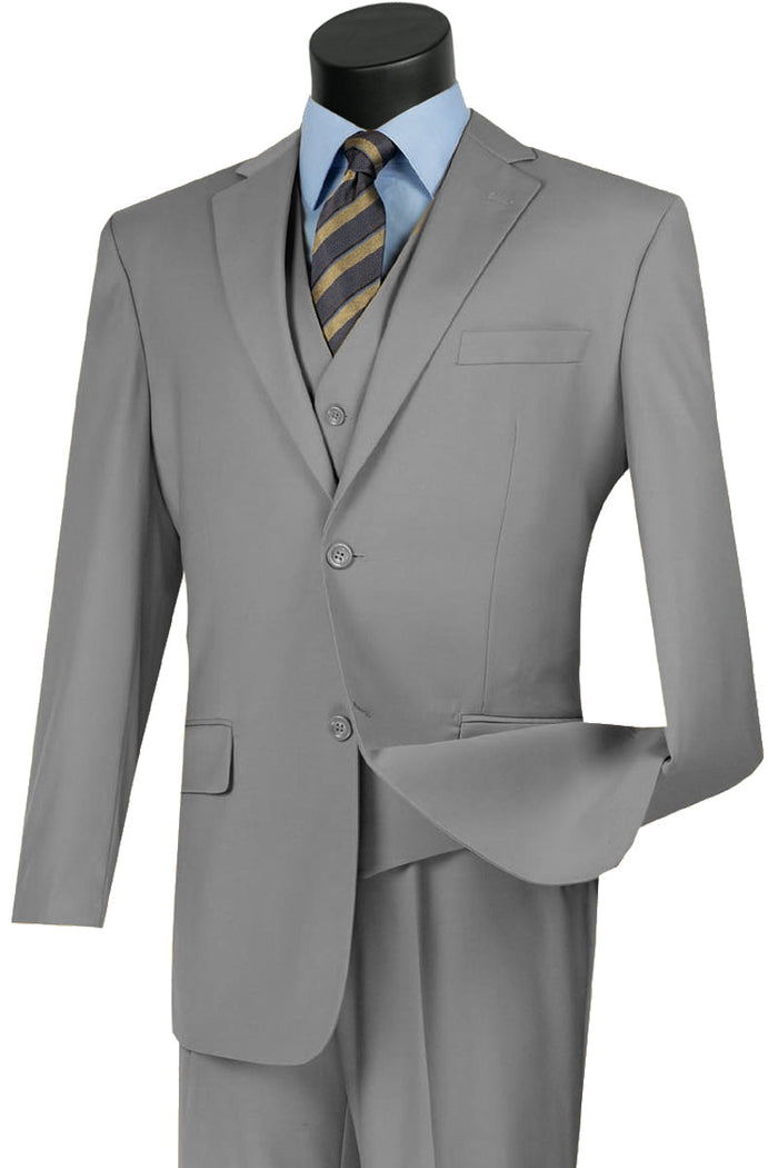 Mens Classic Fit Flat Front Vested Suit in Brown by Vinci