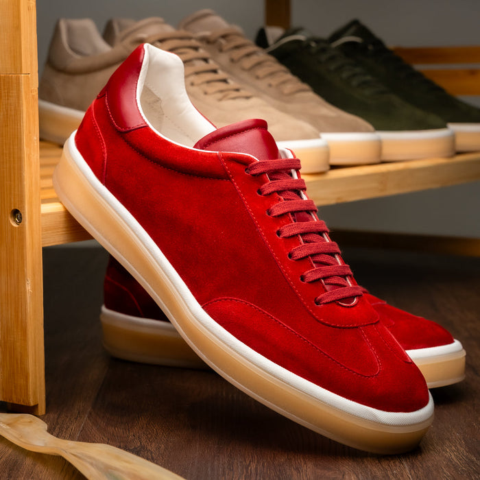 Zelli Gotti Suede & Leather Sneaker in Red | Refined Sporty Style
