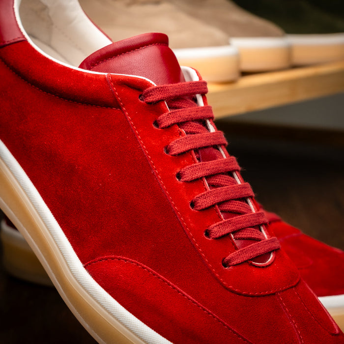 Zelli Gotti Suede & Leather Sneaker in Red | Refined Sporty Style