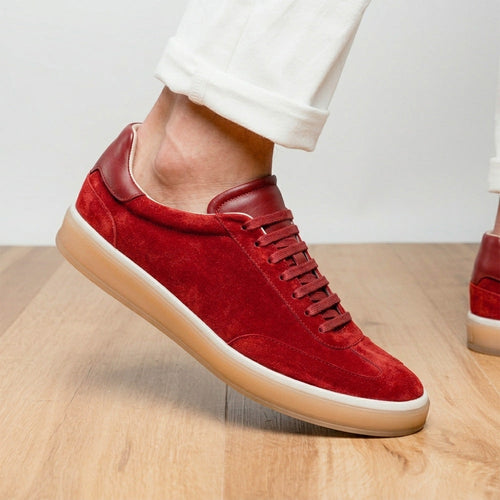 Zelli Gotti Suede & Leather Sneaker in Red | Refined Sporty Style
