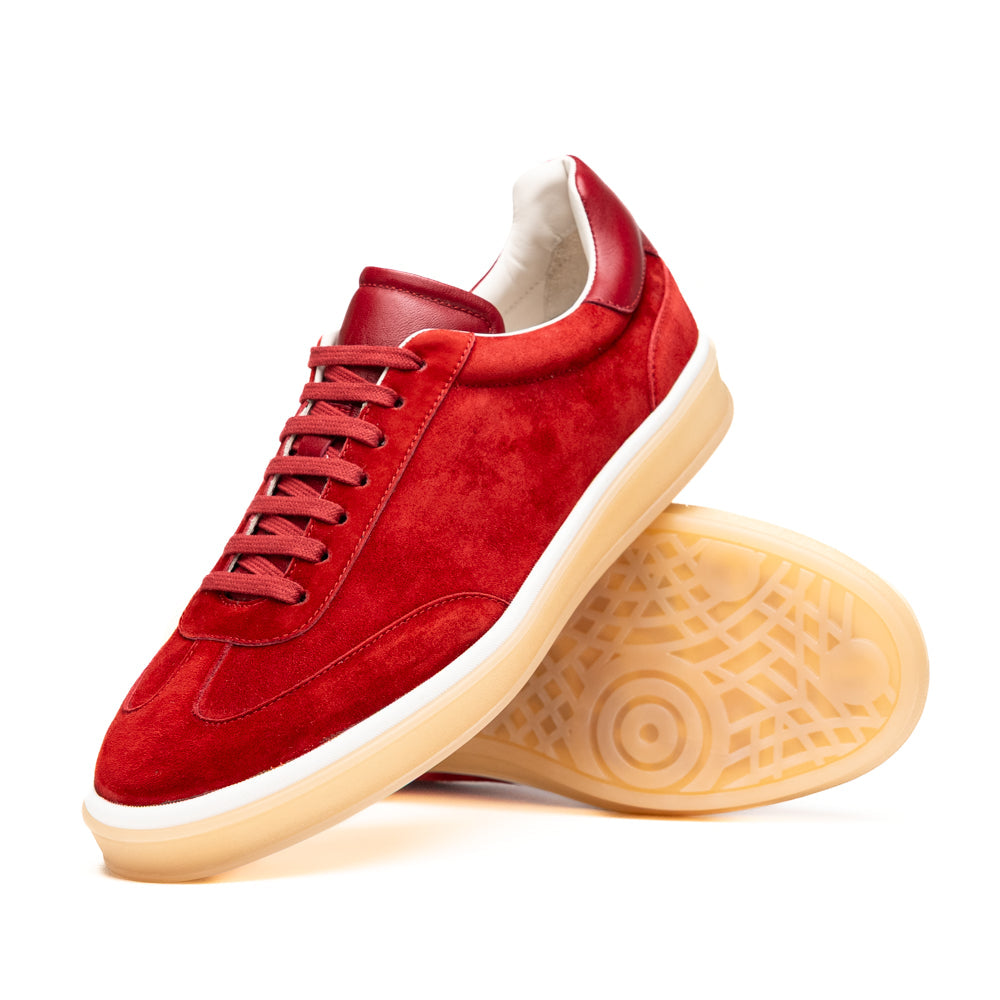 Zelli Gotti Suede & Leather Sneaker in Red | Refined Sporty Style