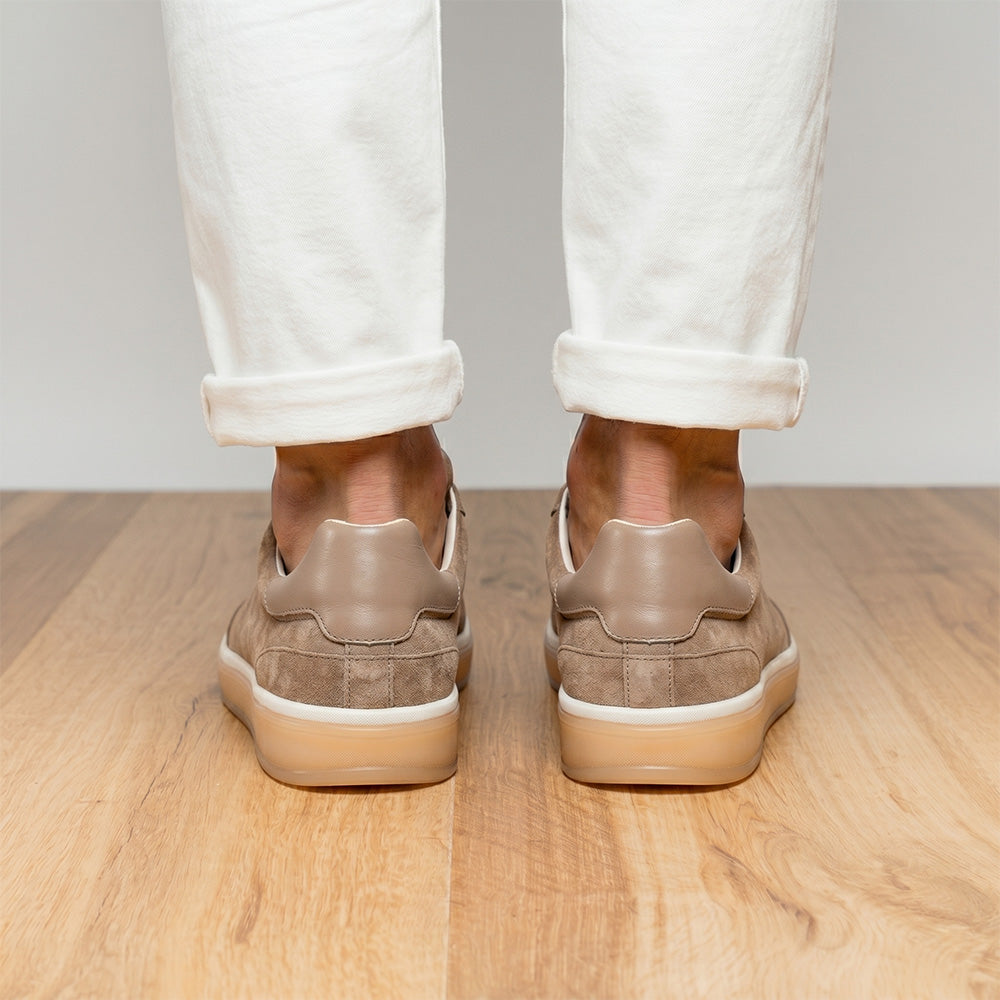 Zelli Gotti Suede & Leather Sneaker in Taupe