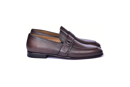 C00101- 6628 Side Buckle Loafer -Brown