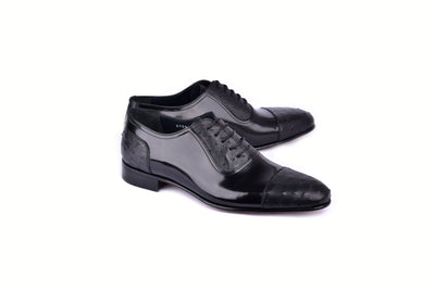 C0001301-6708 Cap toe Ostrich-Black