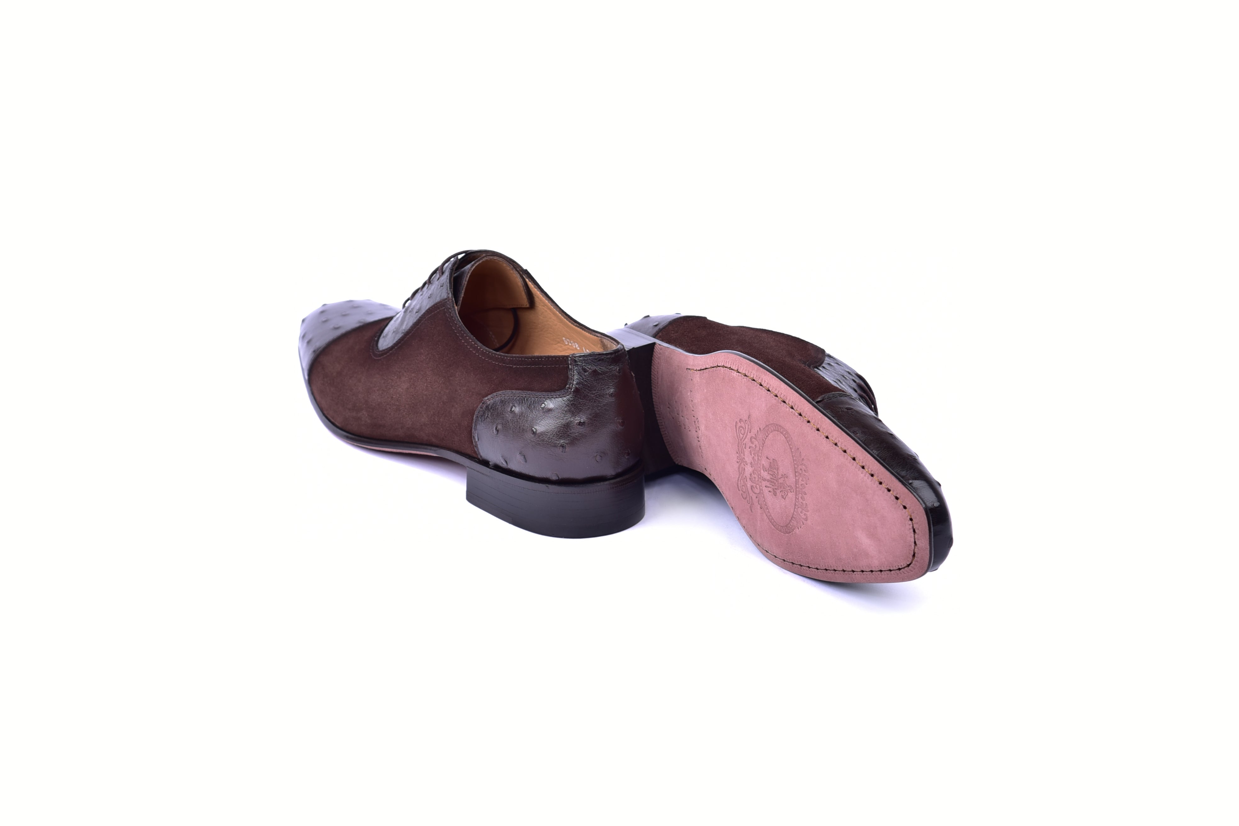 C0001302-6708 Cap toe Ostrich-Brown Suede