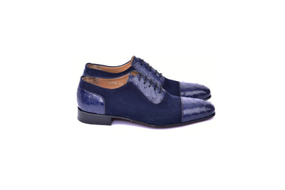 C0001303-6708 Cap toe Ostrich-Navy Suede