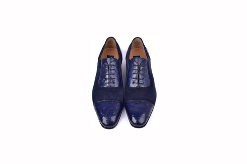 C0001303-6708 Cap toe Ostrich-Navy Suede