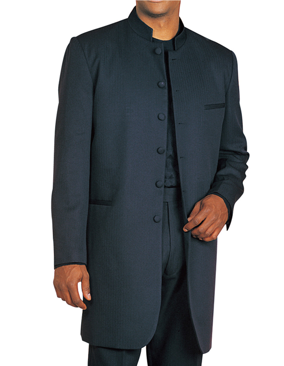 Mens 6 Button Long Style Mandarin Collar tuxedo in Black - Men's Tuxedo USA – SuitUSA