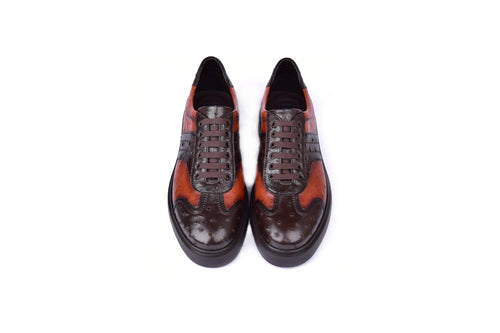 C001302-6988 Full Ostrich Sneaker- Brown