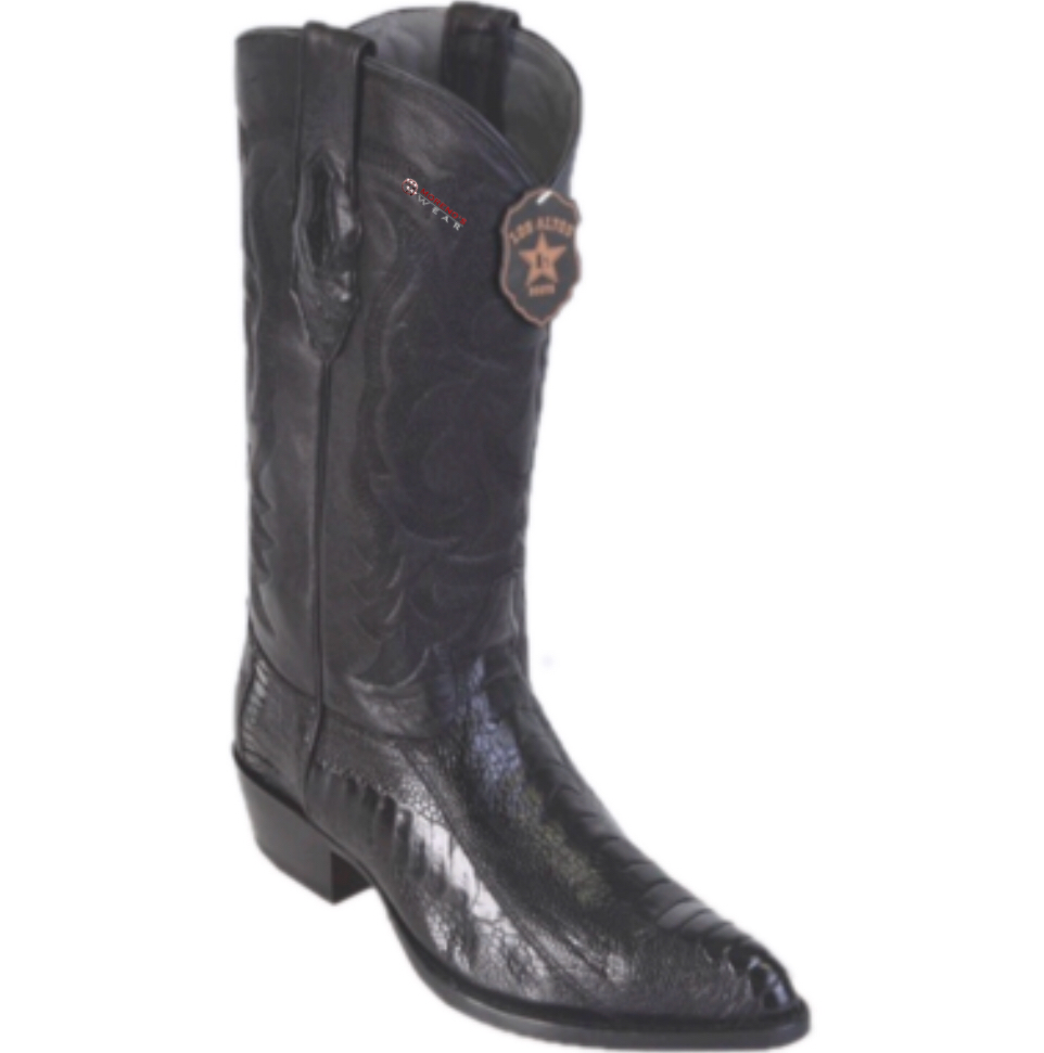 Men’s Los Altos Ostrich Leg Boots J Toe (Black/Olive Green)
