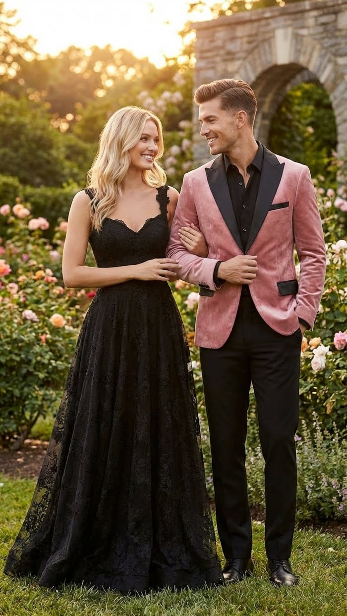 Men’s Dusty Rose Pink Velvet Blazer with Black Satin Lapel - Formal Sport Coat in Mauve Color + Bowtie USA Men's Outlet