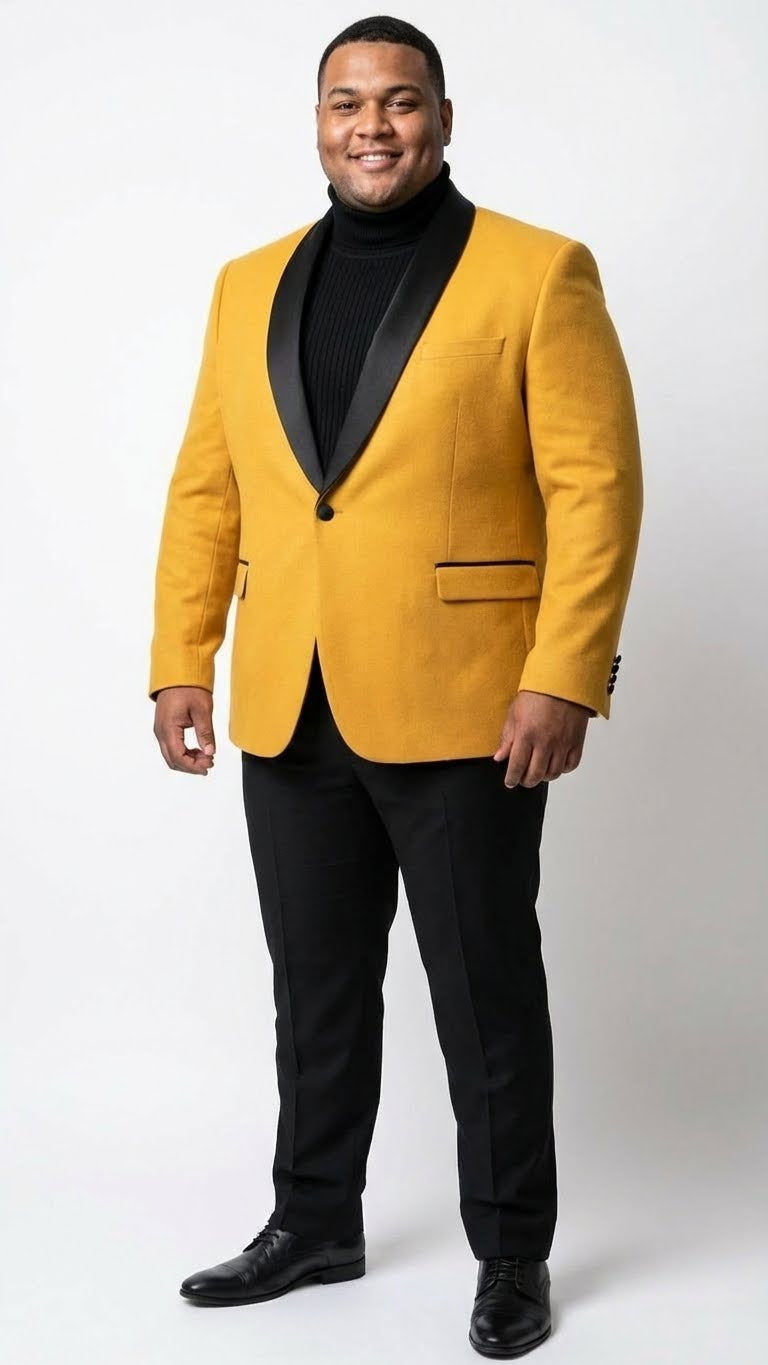 Men's Gold Shawl Lapel Blazer Tuxedo Dinner Jacket – Luxury Formal Blazer Jacket for Wedding, Party and Evening Events
