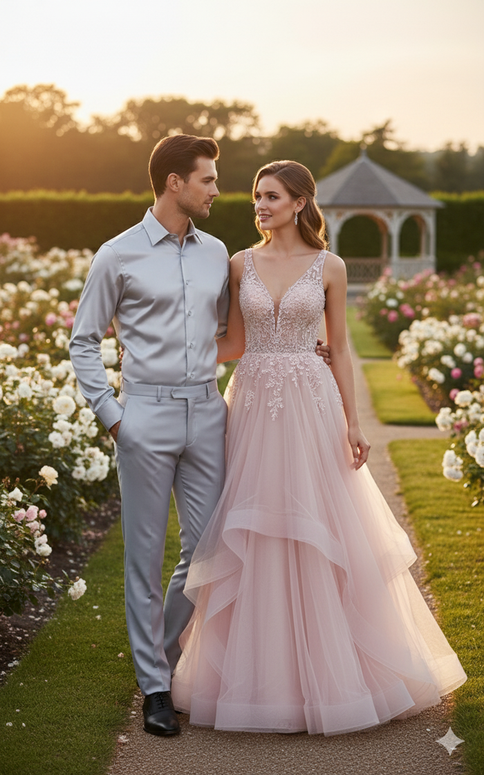 Men’s Silver Satin Dress Shirt and Pants Set - Luxury Slim Fit Outfit for Parties, Weddings, and Formal Events by USA Men's Outlet