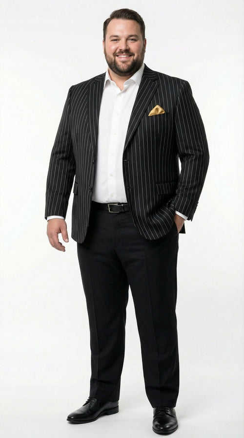Men’s Black Pinstripe Blazer –Classic Tailored Formal Jacket for Business, Office and Evening Wear