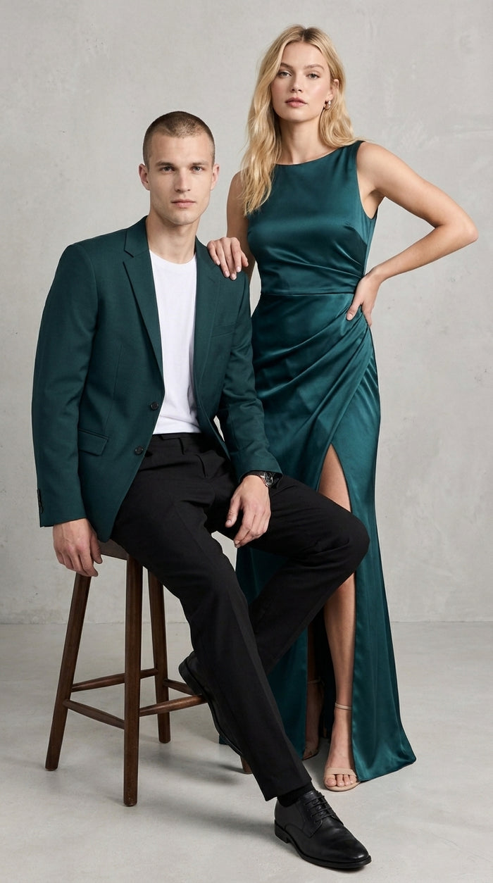 Men’s Dark Teal Blazer – Classic Fit Green Teal Sport Coat for Weddings, Business & Formal Wear