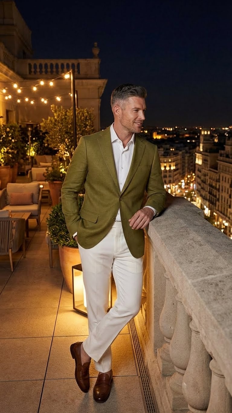 Men’s Olive Green Blazer Sport Coat - Linen Fabric Summer in pistachio sage green USA Men's Outlet