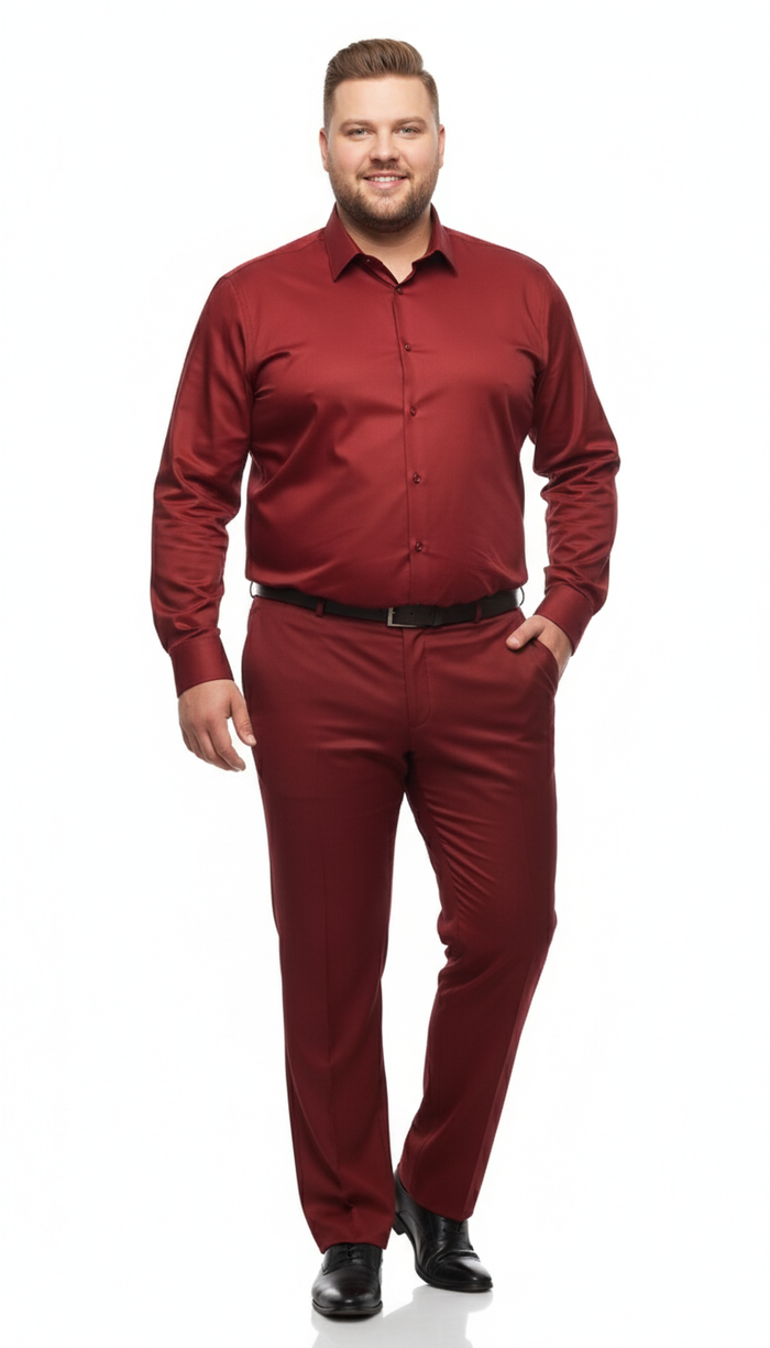 Men’s Red Satin Dress Shirt - Luxury Long Sleeve Formal Shirt for Parties, Weddings, and Business Wear by USA Men's Outlet