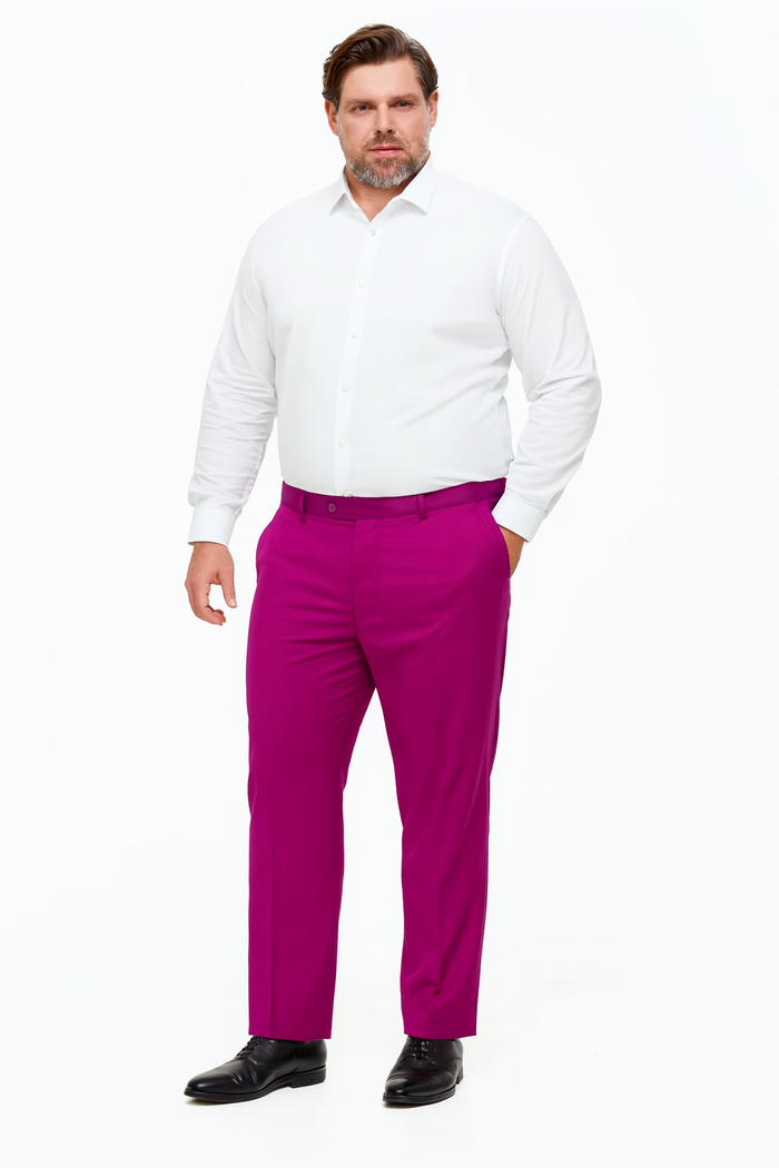 Men’s Fuchsia Dress Pants - Slim Fit Stylish Formal Trousers for Parties in Hot Pink Color by USA Men's Outlet