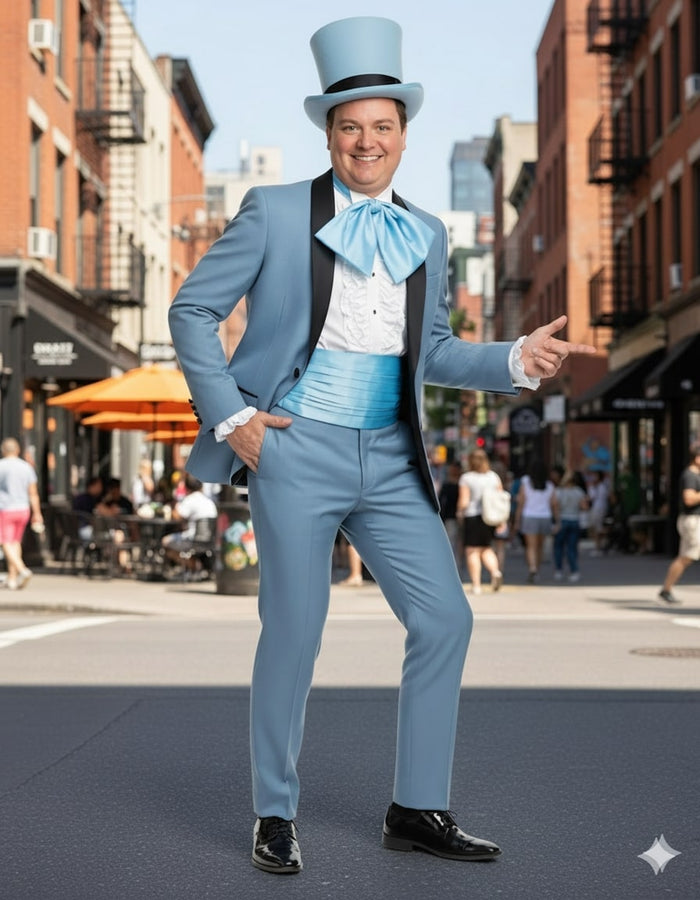 Dumb and Dumber Light Blue Tuxedo Costume for Men with Matching Top Hat - Classic 90s Party and Halloween Suit by USA Men's Outlet