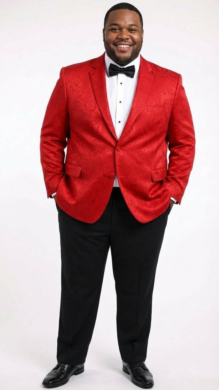 Men’s Red Paisley Velvet Blazer - Christmas new year Sport Coat Jacket - Prom 2026 Collection USA Men's Outlet