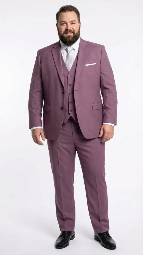 Men’s Mauve Three-Piece Suit – Slim Fit Formal Blazer, Vest, and Trousers for Weddings Rose Gold Pinkish Color