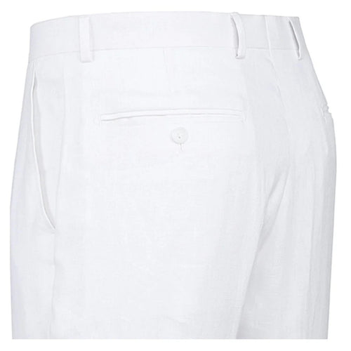 Mens Basic Two Button Classic Fit Linen Summer Suit in White