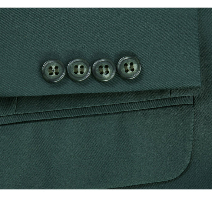 Mens Basic Two Button Classic Fit Suit with Optional Vest in Hunter Green
