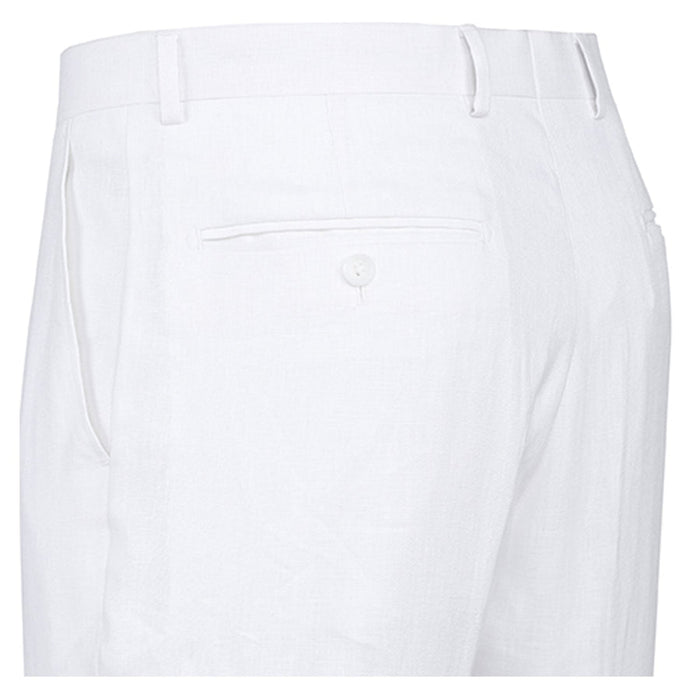 Mens Basic Two Button Classic Fit Linen Summer Suit in White