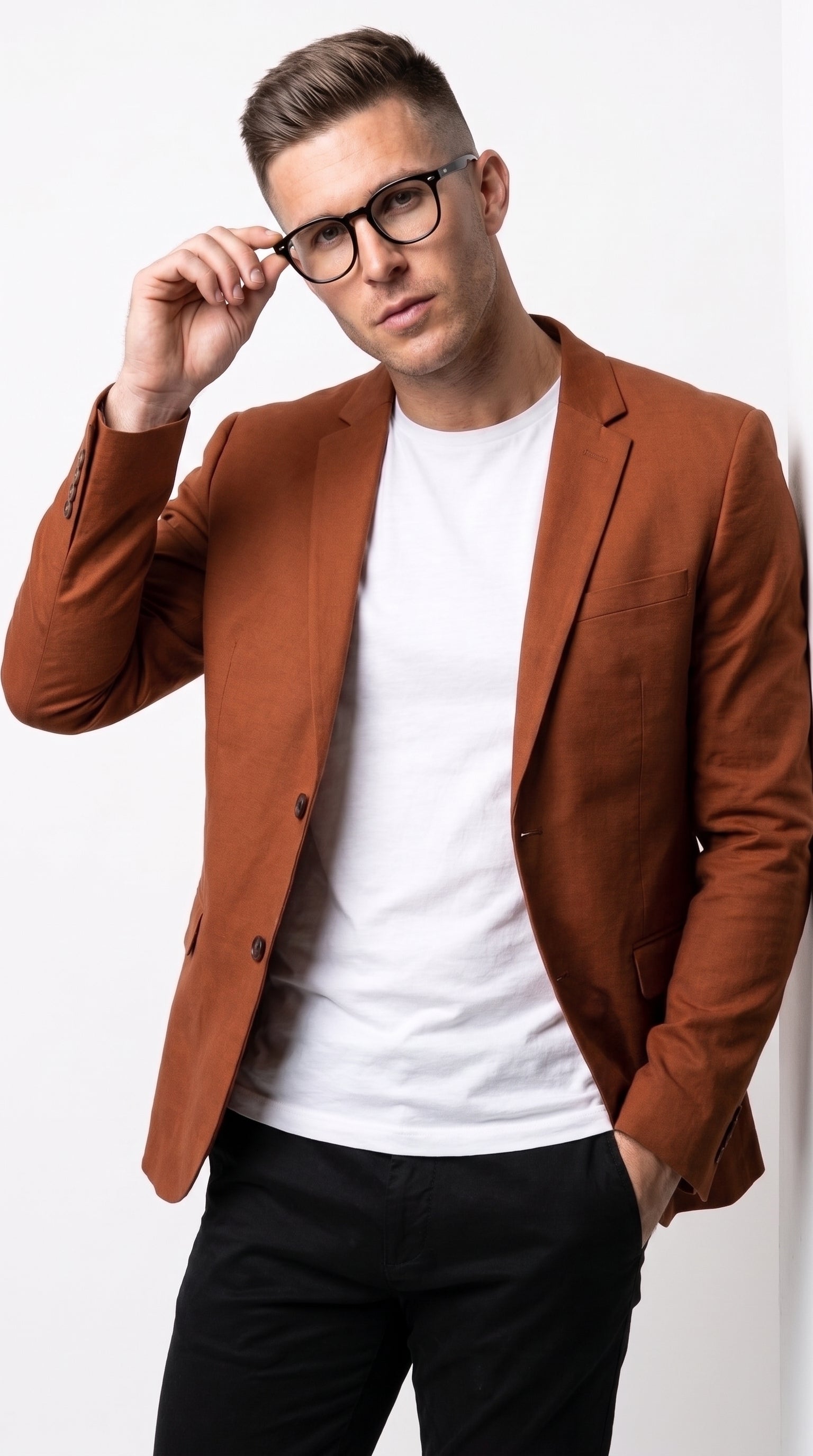 Men’s Dark Burnt Orange 2-Button Blazer – Modern Sport Coat for Wedding, Business and Casual Wear