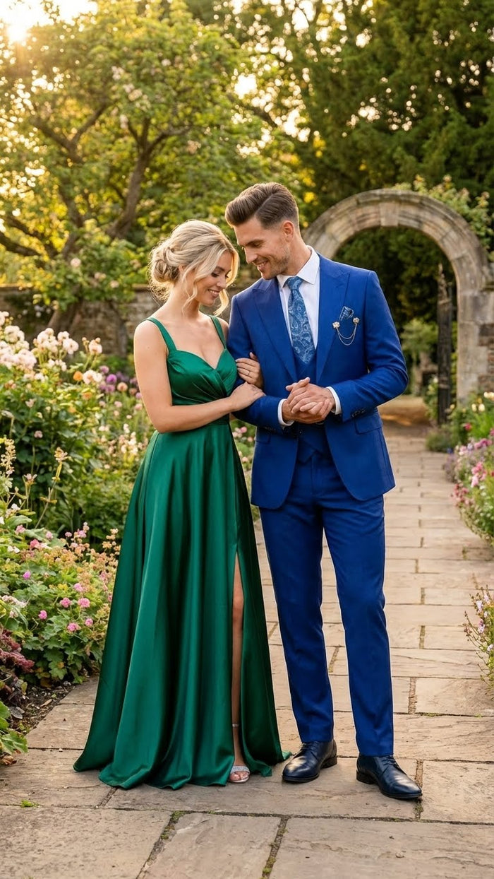 Men’s Royal Blue 3 Piece Suit Set with Vest - Formal Wedding and Party Wear Suit - Saphire Cobalt blue by USA Men's Outlet