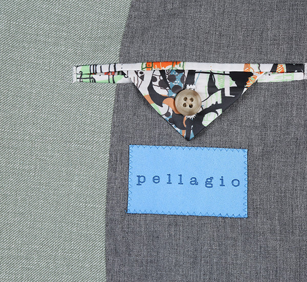 Half Canvas Slim Fit Blazer in Light Sage Gray by Pellagio