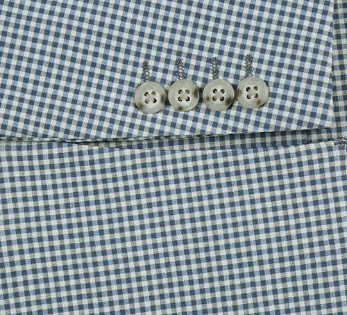 Half Canvas Slim Fit Blazer in Sage Blue Check by Pellagio