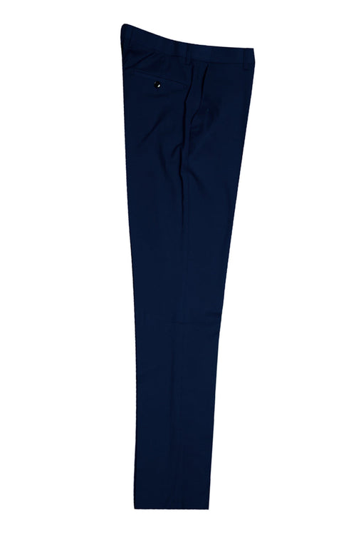 Men's Vested One-Button Peak Lapel Navy Blue Suit by Stacy Adams