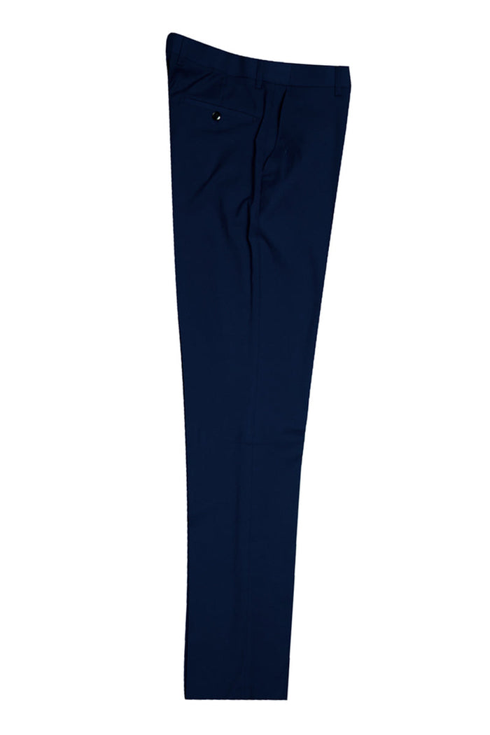 Men's Vested One-Button Peak Lapel Navy Blue Suit by Stacy Adams