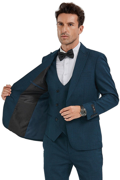 Men's Slim Fit Teal Suit with Double Vested Elegance