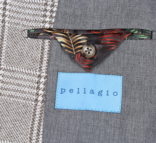 Half Canvas Slim Fit Blazer in Plaid Gray by Pellagio