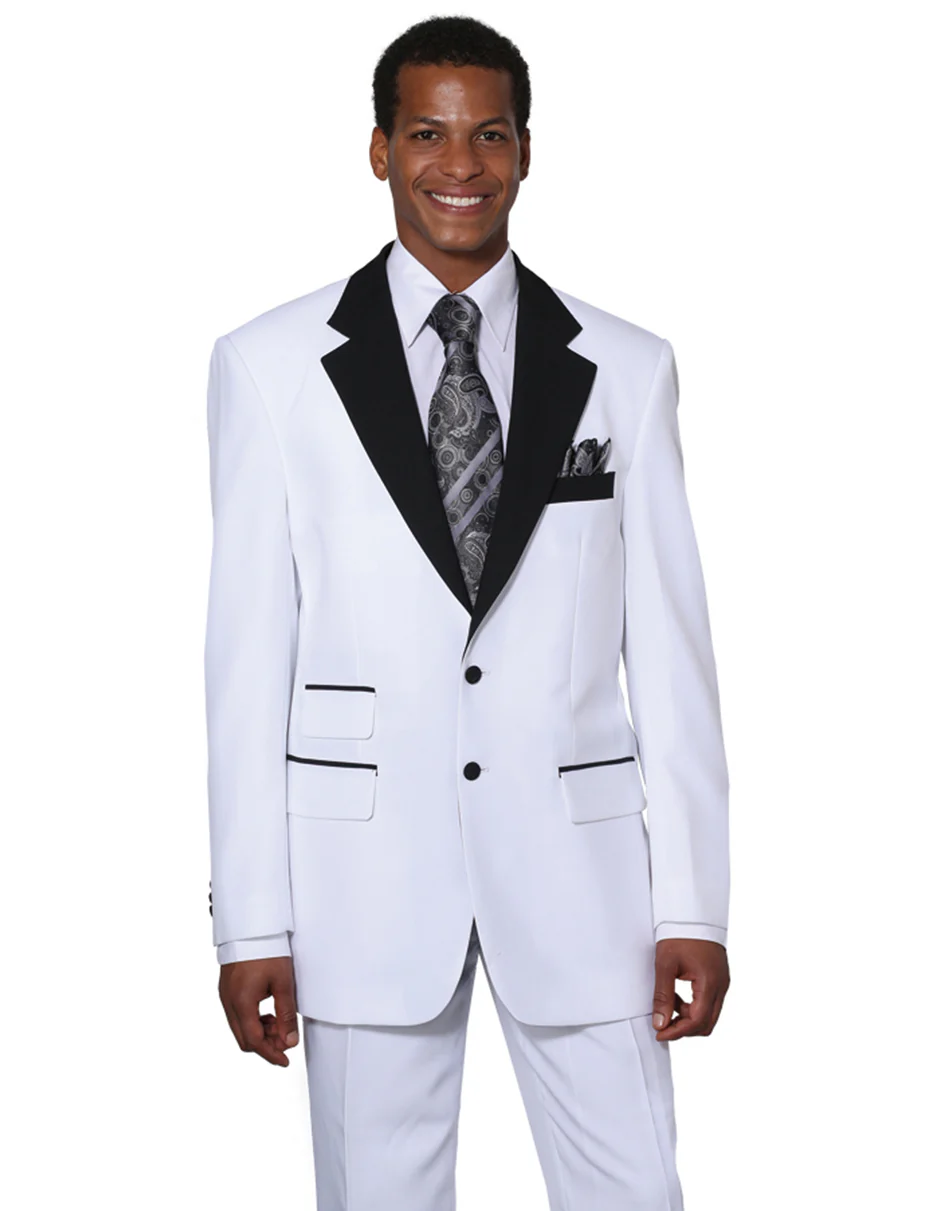 White Prom Suit - White Prom Tuxedo Suits - White Wedding Lapel Prom Tuxedo