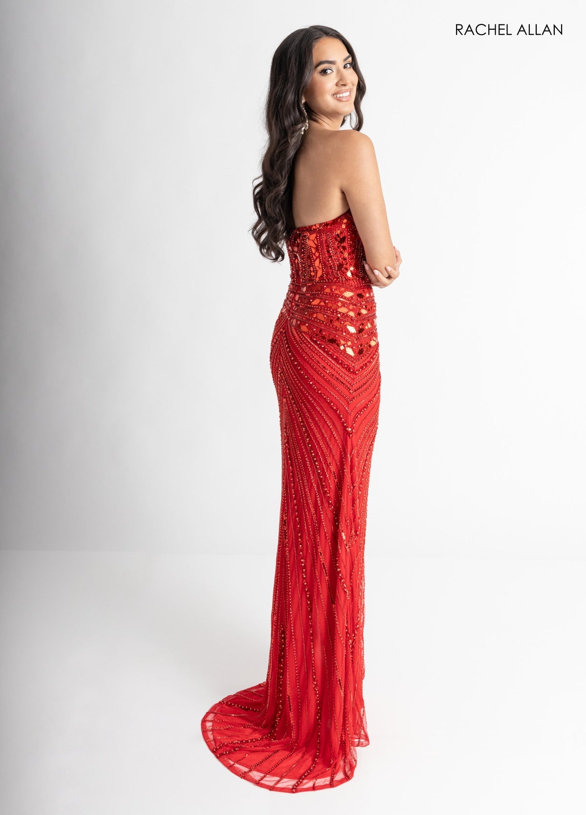 Mirror Strapless Slit Gown by Rachel Allan 70964