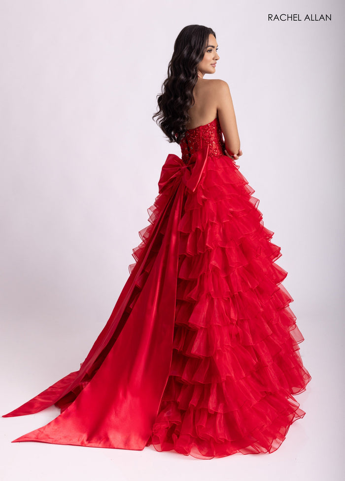 Halter A-line Ruffled Gown by Rachel Allan 71006